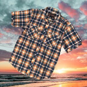 Blac Jacque casual retro button down sunset plaid shirt sleeve